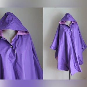 Vintage 1980s rain poncho in two tone purple